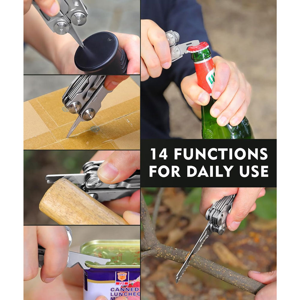 UNIROX 14-in-1 Multitool Zange – Faltbares Taschenwerkzeug für EDC, Outdoor & Notfälle