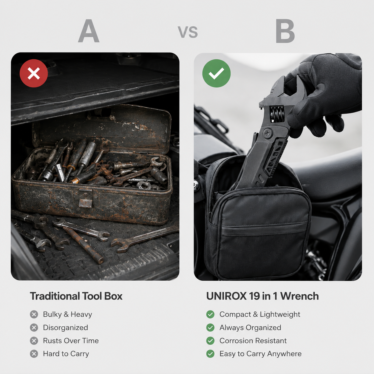 UNIROX 19-in-1 Multitool-Schlüssel mit Drahtschneider