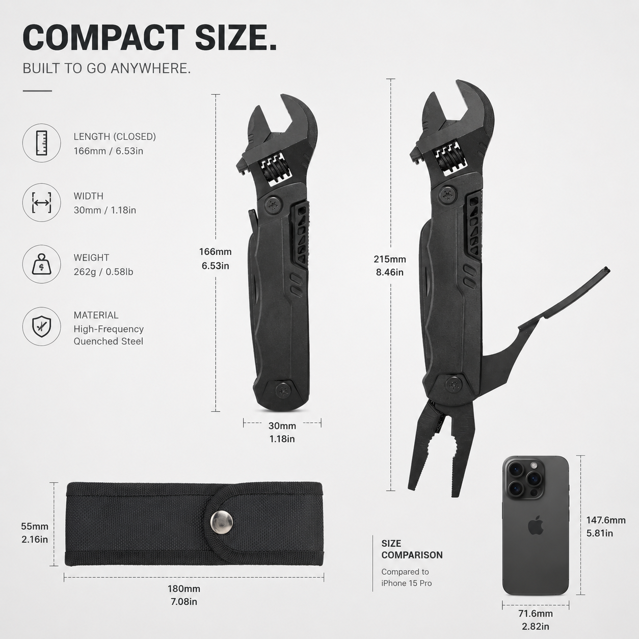 UNIROX 19-in-1 Multitool-Schlüssel mit Drahtschneider