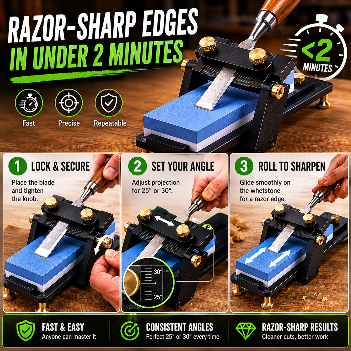 UNIROX H1 Premium Honing Guide for Chisels and Planes