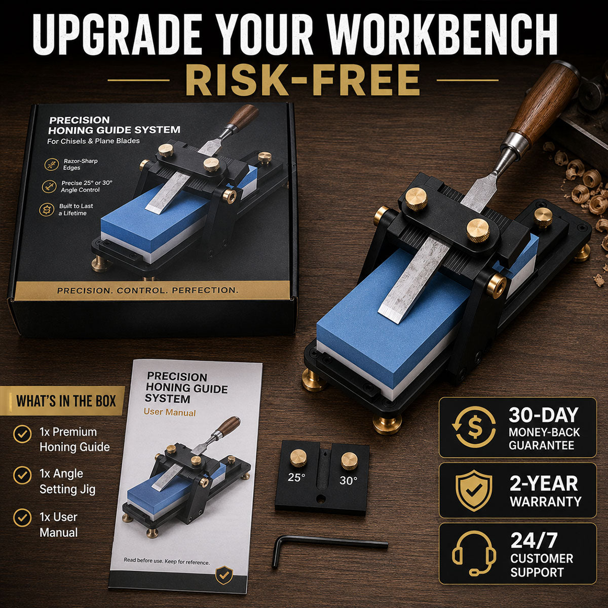 UNIROX H1 Premium Honing Guide for Chisels and Planes