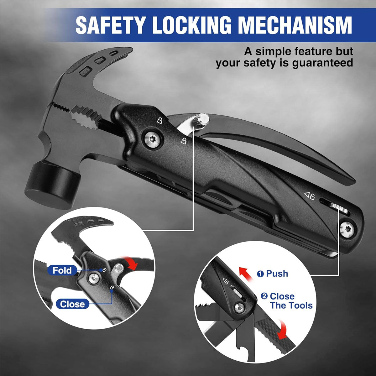 UNIROX 12-in-1 Multitool Hammer – Kompaktes EDC Survival-Tool